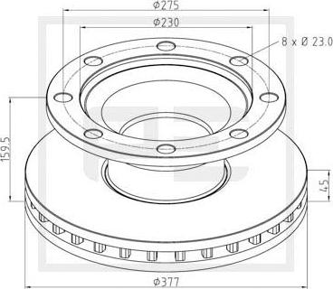 PE Automotive 046.374-00A - Гальмівний диск autozip.com.ua