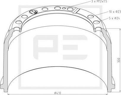 PE Automotive 016.450-00A - Гальмівний барабан autozip.com.ua