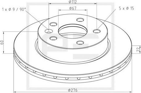 PE Automotive 016.654-00A - Гальмівний диск autozip.com.ua