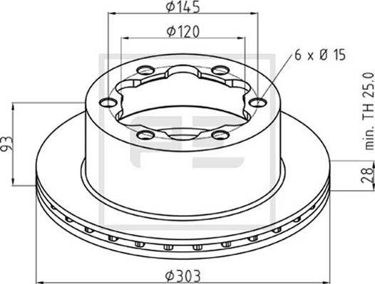 PE Automotive 016.679-00A - Гальмівний диск autozip.com.ua