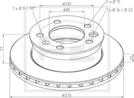 PE Automotive 016.291-00A - Гальмівний диск autozip.com.ua