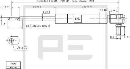 PE Automotive 010.444-00A - Газова пружина, упор autozip.com.ua