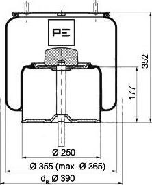 PE Automotive 084.020-71A - Кожух пневматичної ресори autozip.com.ua