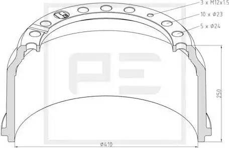 PE Automotive 036.400-00A - Гальмівний барабан autozip.com.ua