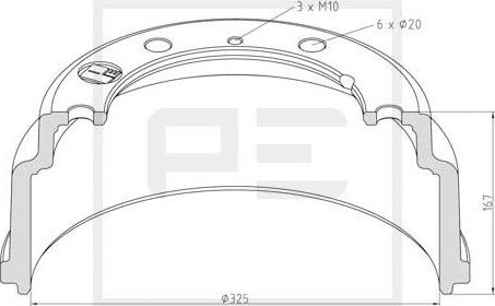 PE Automotive 036.415-00A - Гальмівний барабан autozip.com.ua