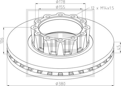 PE Automotive 036.005-00A - Гальмівний диск autozip.com.ua