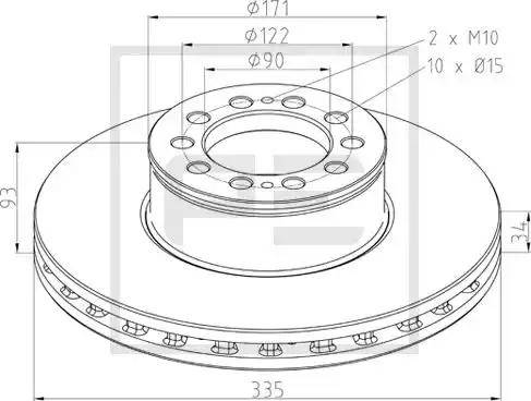 PE Automotive 036.145-00A - Гальмівний диск autozip.com.ua