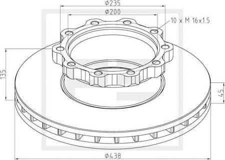 PE Automotive 036.104-00A - Гальмівний диск autozip.com.ua