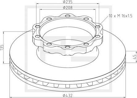 PE Automotive 036.119-00A - Гальмівний диск autozip.com.ua