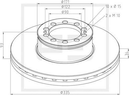 PE Automotive 036.126-00A - Гальмівний диск autozip.com.ua