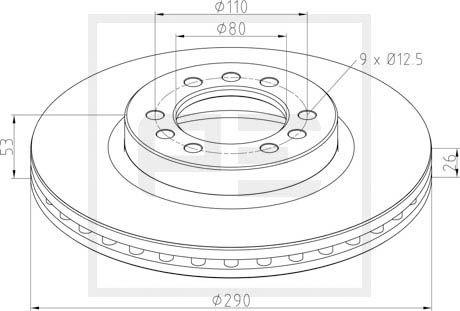 PE Automotive 026.672-10A - Гальмівний диск autozip.com.ua