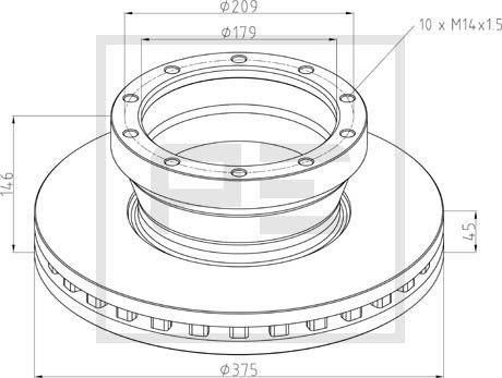 PE Automotive 106.205-00A - Гальмівний диск autozip.com.ua