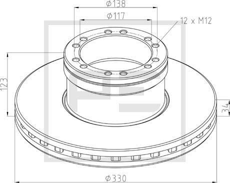 PE Automotive 106.206-00A - Гальмівний диск autozip.com.ua