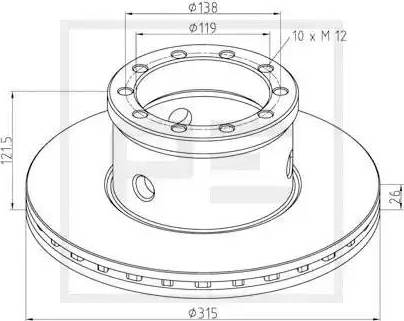 PE Automotive 106.201-00A - Гальмівний диск autozip.com.ua