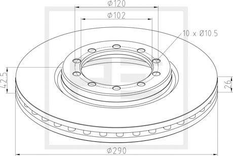 PE Automotive 256.041-00A - Гальмівний диск autozip.com.ua