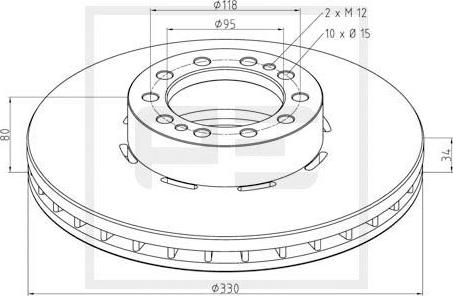 PE Automotive 256.029-00A - Гальмівний диск autozip.com.ua