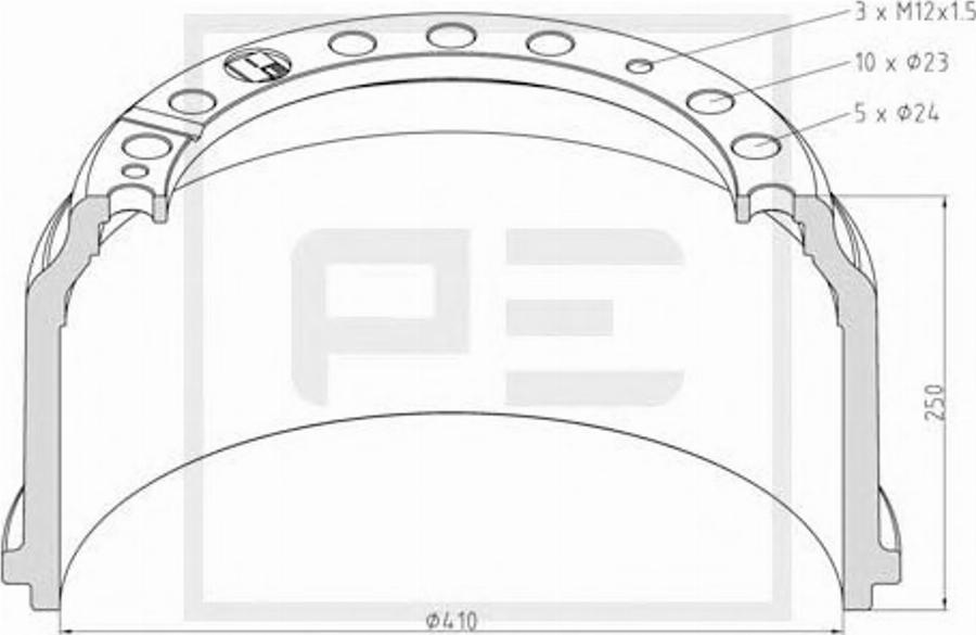 PE Automotive 016.400-00A - Гальмівний барабан autozip.com.ua