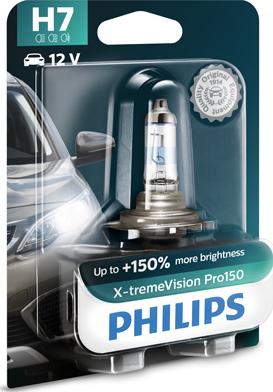 PHILIPS 12972XVPB1 - Лампа накаливания H7 X-tremeVision Pro150 150 12V 55W PX26d пр-во Philips autozip.com.ua