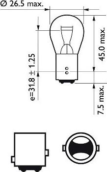 PHILIPS 12499B2 - Лампа розжарювання P21-5W12V 21-5W BAY15d blister 2шт вир-во Philips autozip.com.ua