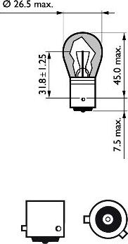 PHILIPS 12496LLECOCP - Лампа накаливания PY21W 12V 21W BAU15s LongerLife EcoVision пр-во Philips autozip.com.ua
