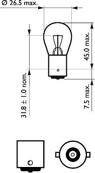 PHILIPS 12498B2 - Лампа розжарювання P21W12V 21W BA15s blister 2шт вир-во Philips autozip.com.ua