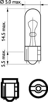 PHILIPS 12516B2 - Лампа розжарювання W1.2W 12V 1.2W W2X4.6d 2шт blister вир-во Philips autozip.com.ua