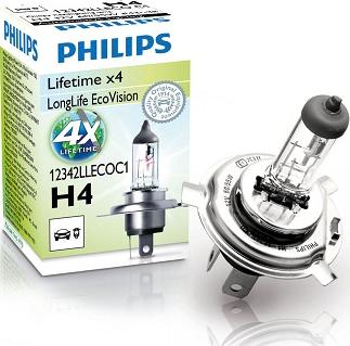 PHILIPS 12342LLECOC1 - Лампа розжарювання H4 12V 60-55W P43t-38 LongerLife Ecovision вир-во Philips autozip.com.ua