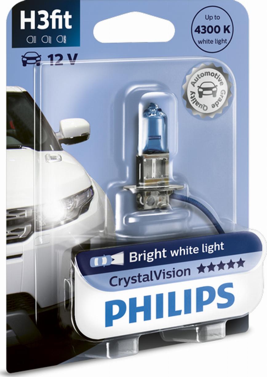 PHILIPS 12336CVB1 - Лампа накаливания H3 12V 55W PK22s Cristal Vision 1шт blister 4300K пр-во Philips autozip.com.ua