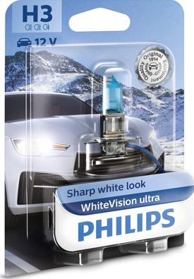 PHILIPS 12336WVUB1 - Лампа розжарювання H3 WhiteVision ultra 12V 55W P14.5s 60 3900K 1шт. blister вир-во Philips autozip.com.ua