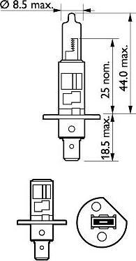 PHILIPS 12258PRC1 - Лампа накаливания H1 12V 55W P14.5s Vision 30 пр-во Philips autozip.com.ua