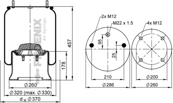 Phoenix 1 D 28 B-10 - Кожух пневматичної ресори autozip.com.ua