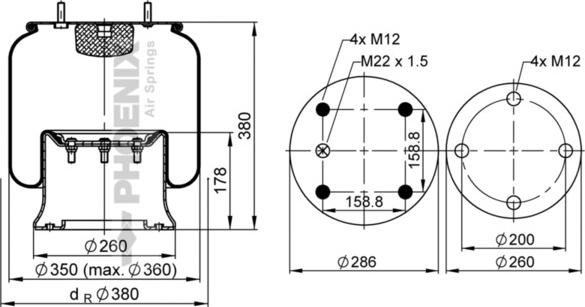 Phoenix 1 D 28 B-12 - Кожух пневматичної ресори autozip.com.ua