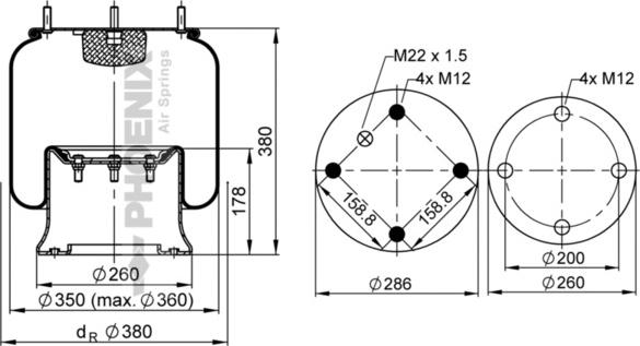 Phoenix 1 D 28 B-2 - Кожух пневматичної ресори autozip.com.ua