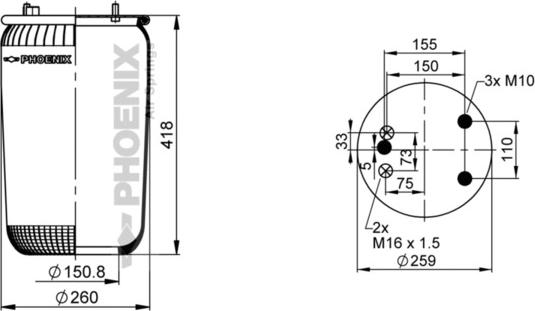 Phoenix 1 DF 25-3 NP - Кожух пневматичної ресори autozip.com.ua