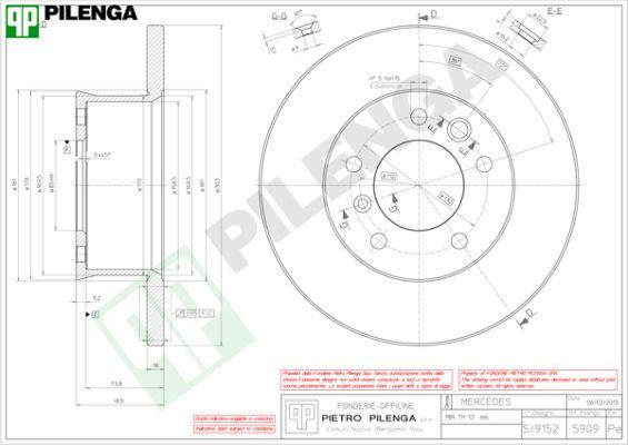 Pilenga 5909 - Гальмівний диск autozip.com.ua