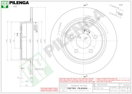 Pilenga 5904 - Гальмівний диск autozip.com.ua