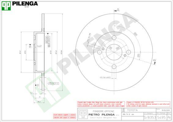 Pilenga 5495 - Гальмівний диск autozip.com.ua