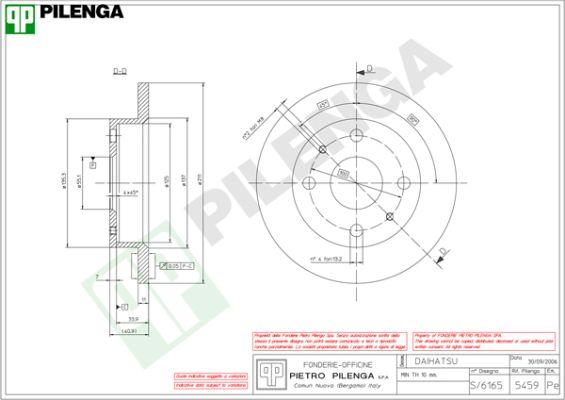 Pilenga 5459 - Гальмівний диск autozip.com.ua