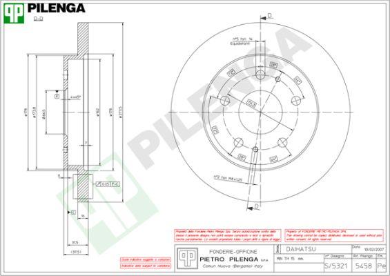 Pilenga 5458 - Гальмівний диск autozip.com.ua