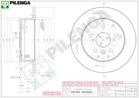 Pilenga 5469 - Гальмівний диск autozip.com.ua