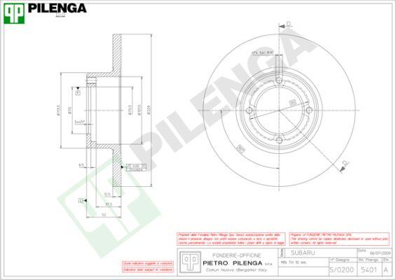 Pilenga 5401 - Гальмівний диск autozip.com.ua