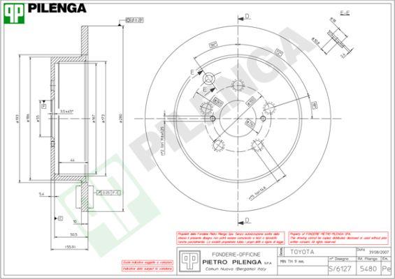 Pilenga 5480 - Гальмівний диск autozip.com.ua