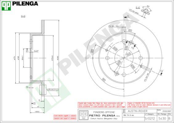 Pilenga 5430 - Гальмівний диск autozip.com.ua