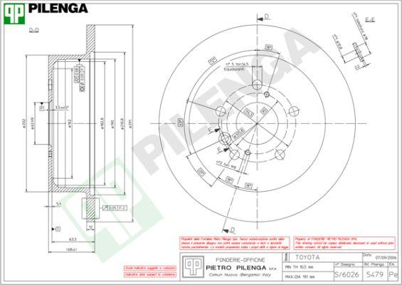 Pilenga 5479 - Гальмівний диск autozip.com.ua