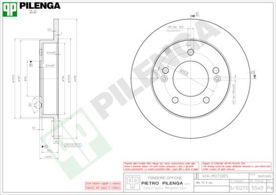 Pilenga 5540 - Гальмівний диск autozip.com.ua