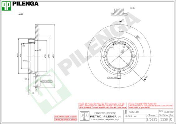 Pilenga 5550 - Гальмівний диск autozip.com.ua