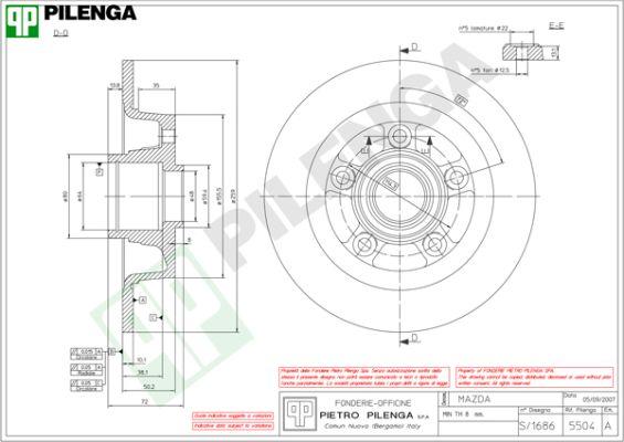 Pilenga 5504 - Гальмівний диск autozip.com.ua