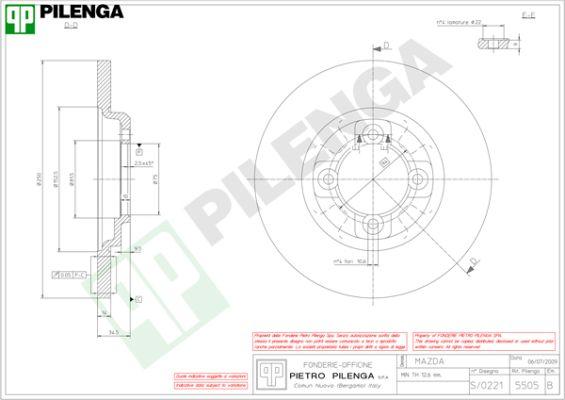 Pilenga 5505 - Гальмівний диск autozip.com.ua