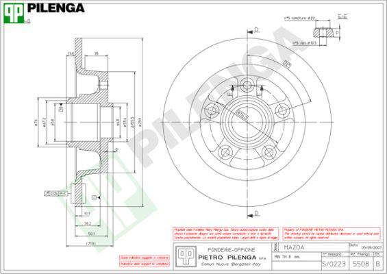 Pilenga 5508 - Гальмівний диск autozip.com.ua