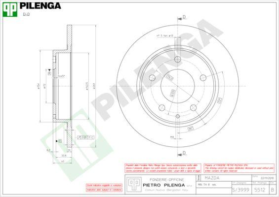 Pilenga 5512 - Гальмівний диск autozip.com.ua